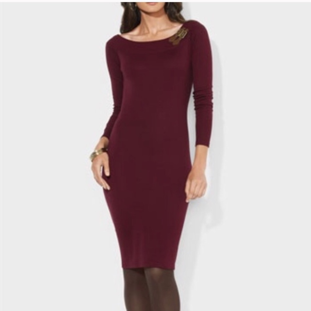Lauren Ralph Lauren burgundy buckle dress SZ M